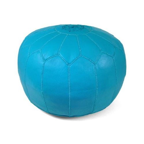  Ikram Design Round Moroccan Leather Pouf