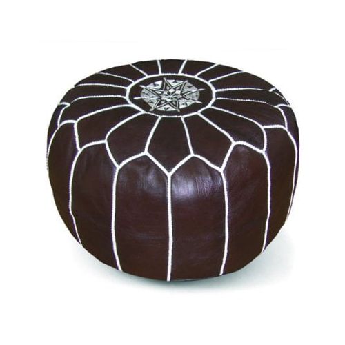  Ikram Design Round Moroccan Leather Pouf