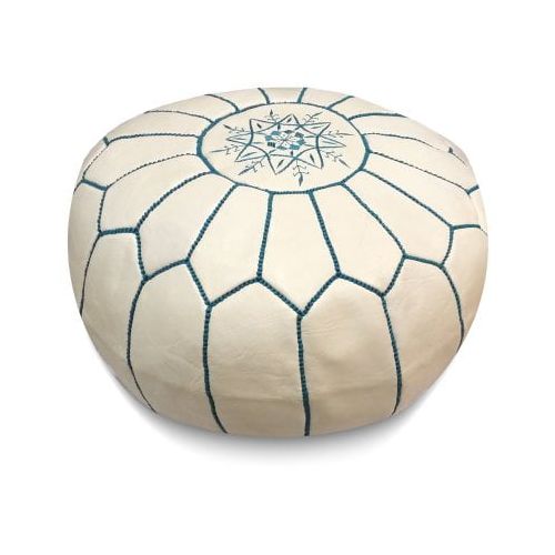  Ikram Design Round Moroccan Leather Pouf