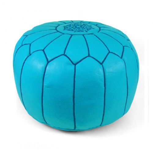 Ikram Design Round Moroccan Leather Pouf