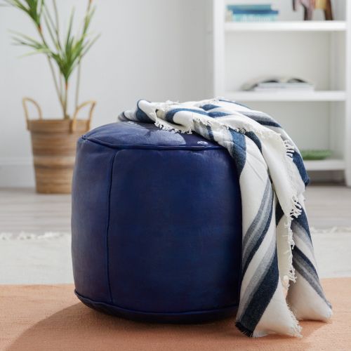  Ikram Design Tabouret Fez Round Leather Pouf