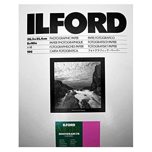  Ilford Multigrade IV FB Fiber Based VC Variable Contrast Double Weight Black and White,8x10, 100 Sheets Glossy, Enlarging Paper (1833489)