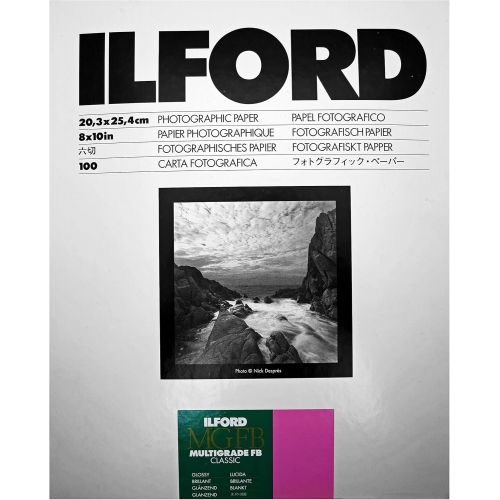  Ilford Multigrade IV FB Fiber Based VC Variable Contrast Double Weight Black and White,8x10, 100 Sheets Glossy, Enlarging Paper (1833489)