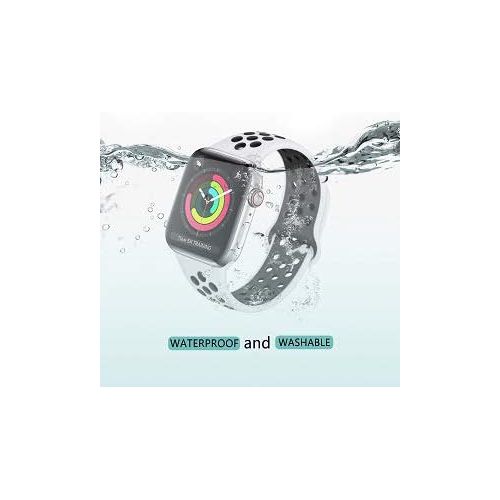  [아마존베스트]Ilopee ilopee Band Compatible with Apple Watch 40mm 44mm 38mm 42mm, Vibrant Two-Tone Waterproof Durable Silicone Sport Strap for iWatch Series 4 3 2 1 for Women/Men, S/M M/L