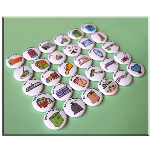  Ilostmyslipper 30 Chore Magnets. Mini Buttons for Refrigerator. 1 Round Activity Chores Chips Set. (N011) - OLDER KIDS