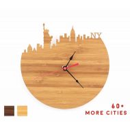 Iluxo NYC Skyline Clock - New York City Time Zone Mid Century Modern Industrial Clock - Housewarming Gift