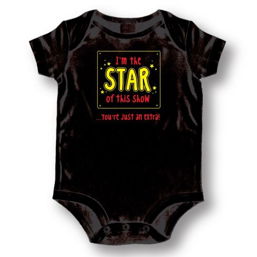  Im the Star of This Show Black Cotton Baby Bodysuit One-piece