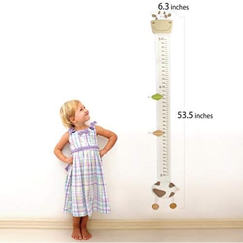  Im Wood and Fabric Wall Growth Chart, Height Measurement, Scale, Ruler for Kids (Cow)