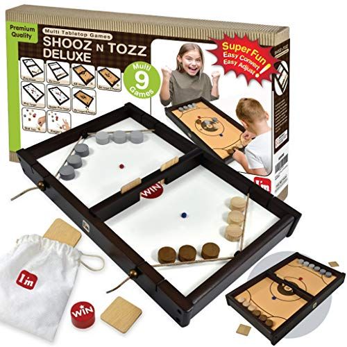  Im Big Shooz n TOZZ : Wooden Multi Tabletop Indoor Portable Board Games for Kids and Family