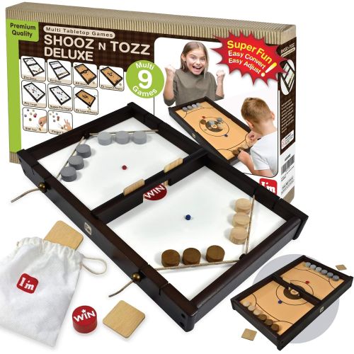  Im Big Shooz n TOZZ : Wooden Multi Tabletop Indoor Portable Board Games for Kids and Family