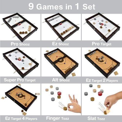  Im Big Shooz n TOZZ : Wooden Multi Tabletop Indoor Portable Board Games for Kids and Family