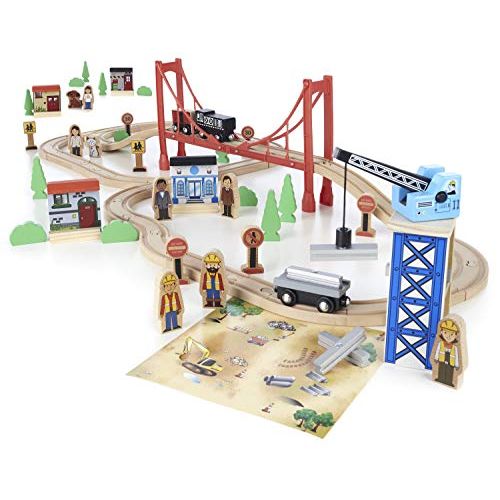  토마스와친구들 기차 장난감Imaginarium Mega Wooden Train Set, for Ages 3-6, 80 Pieces