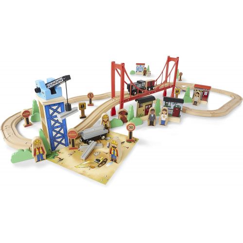  토마스와친구들 기차 장난감Imaginarium Mega Wooden Train Set, for Ages 3-6, 80 Pieces