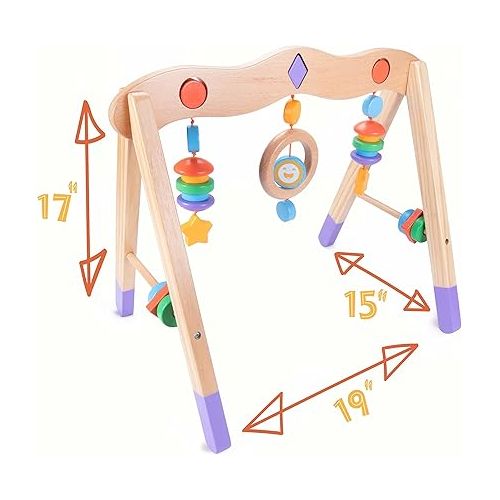  Little Olympians Wooden Baby Gym - Child Activity Center Newborns & Early Infants - Wood Mobile Interactive Play Station for Tummy Time - Educational & Developmental Learning Toys, Ages 0-5 Months