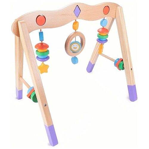  Little Olympians Wooden Baby Gym - Child Activity Center Newborns & Early Infants - Wood Mobile Interactive Play Station for Tummy Time - Educational & Developmental Learning Toys, Ages 0-5 Months