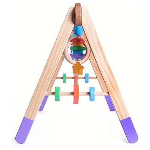  Little Olympians Wooden Baby Gym - Child Activity Center Newborns & Early Infants - Wood Mobile Interactive Play Station for Tummy Time - Educational & Developmental Learning Toys, Ages 0-5 Months