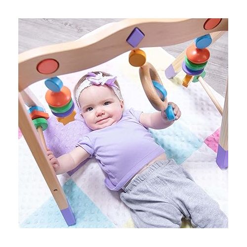  Little Olympians Wooden Baby Gym - Child Activity Center Newborns & Early Infants - Wood Mobile Interactive Play Station for Tummy Time - Educational & Developmental Learning Toys, Ages 0-5 Months