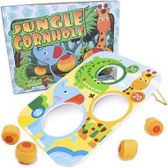 [아마존베스트]Jungle Cornhole Bean Bag Tossing Game | Classic Childrens Zoo Animal Toss Across Set for Indoor or Outdoor Play | Teach Kids Counting and Gross Motor Skills | Includes Board and 4
