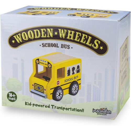  Wooden Wheels Natural Beech Wood School Bus by Imagination Generation