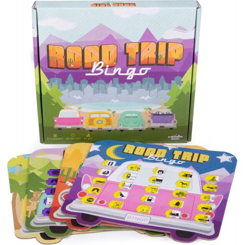  [아마존베스트]Imagination Generation Road Trip Bingo - Road Trip Travelling Bingo Game for Families and Kids on Road Trips and Vacations - 4 Compact Bingo Boards for Easy Travel