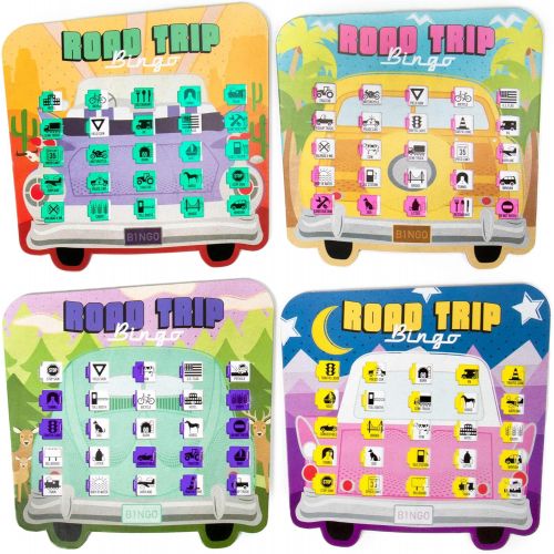  [아마존베스트]Imagination Generation Road Trip Bingo - Road Trip Travelling Bingo Game for Families and Kids on Road Trips and Vacations - 4 Compact Bingo Boards for Easy Travel