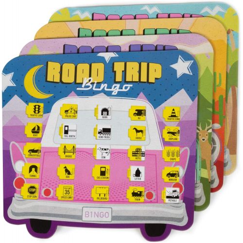  [아마존베스트]Imagination Generation Road Trip Bingo - Road Trip Travelling Bingo Game for Families and Kids on Road Trips and Vacations - 4 Compact Bingo Boards for Easy Travel