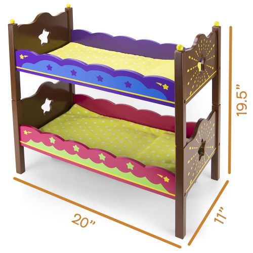  Imagination Generation Star Bright Colorful Bunk Beds Furniture with Bedding, Turns into 2 Twin Beds & Fits 18 American Girl Dolls, Stuffed Animals, Baby Dolls