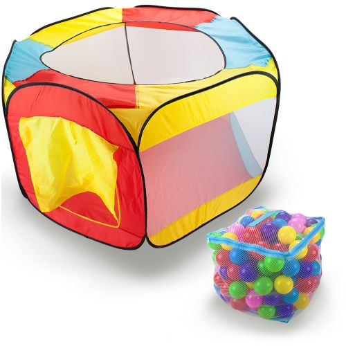  Imagination Generation Pop Up Ball Pit Tent with 200 Ball Pit Balls & Carrying Case  Kids Activity Playhouse with Crushproof Plastic Balls
