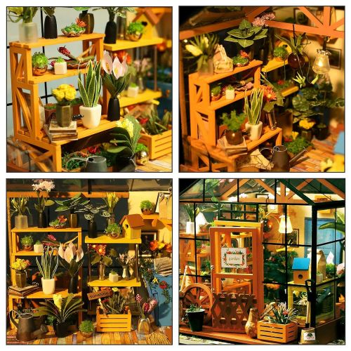  Imagine 3D DIY House Model Kit Greenhouse with LED Light Kit - Miniature Dollhouse Build It Yourself Kit for Hobbyists and Enthusiasts