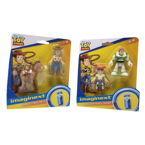  Imaginext Disney Pixar Toy Story Toys Bundle Set (Woody & Bullseye, Buzz Lightyear & Jessie)