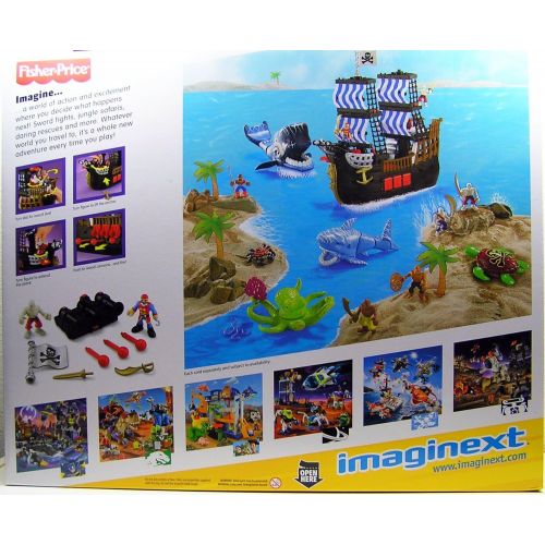  Fisher price Imaginext Black and Red Pirate Ship with 2 Figures