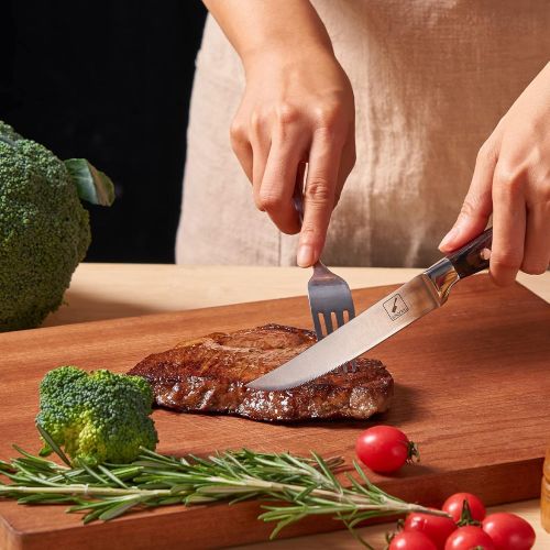  [아마존베스트]Steak Knives, Imarku 6-Piece Steak Knife Set, Premium Serrated Stainless Steel & Wooden Handle Steak Knives set