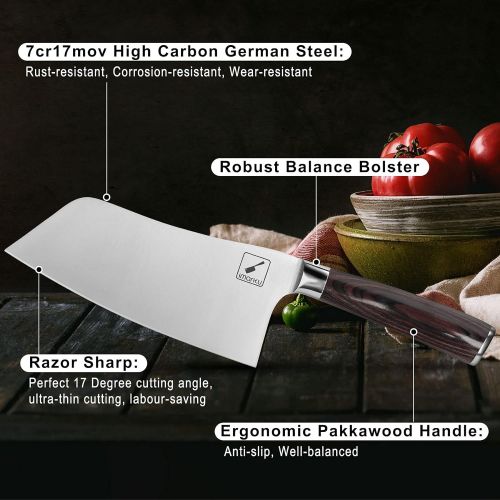  Cleaver Knife, imarku Chef’s Knife German High Carbon Stainless Steel Meat Cleaver with Pakkawood Ergonomic Handle 7 inches Kitchen Knife for Home, Kitchen & Restaurant