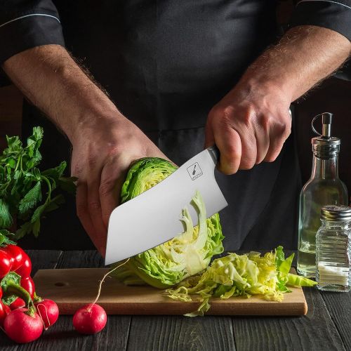  Cleaver Knife, imarku Chef’s Knife German High Carbon Stainless Steel Meat Cleaver with Pakkawood Ergonomic Handle 7 inches Kitchen Knife for Home, Kitchen & Restaurant