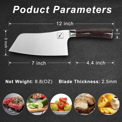  Cleaver Knife, imarku Chef’s Knife German High Carbon Stainless Steel Meat Cleaver with Pakkawood Ergonomic Handle 7 inches Kitchen Knife for Home, Kitchen & Restaurant