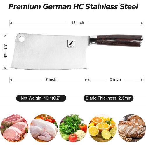  Cleaver Knife imarku 7 Inch Meat Cleaver 7CR17MOV German High Carbon Stainless Steel Butcher Knife with Ergonomic Handle for Home Kitchen and Restaurant, Ultra Sharp