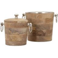 Imax IMAX 71806-2 Makana Wood Bar Buckets (Set of 2), Natural