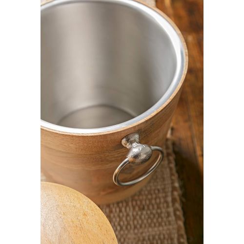  Imax IMAX 71806-2 Makana Wood Bar Buckets (Set of 2), Natural