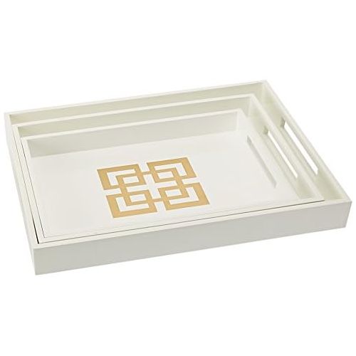  Imax IMAX 65112-3 Giselle White Lacquer Trays (Set of 3)