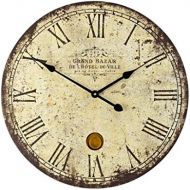 Imax 2511 Large Wall Clock with Pendulum  Vintage Style Round Wall Clock, Wall Decor for Kitchen, Office, Retro Timepiece. Home Decor Accessories