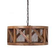 Imax IMAX 73368 Kennedy Wood and Wire Pendant Light - Wooden Lamp - Vintage Decor Accessories. Home Decor and Lighting