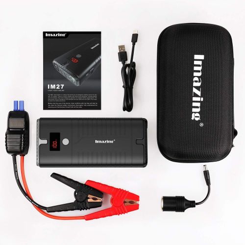  Imazing Portable Car Jump Starter - 2000A Peak 18000mAH (Up to 10L Gas or 8L Diesel Engine) 12V Auto Battery Booster Portable Power Pack with LCD Display Jumper Cables, QC 3.0 and