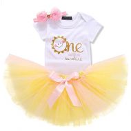 Imcute Baby Girls Princess Costume Dress Cotton Romper Playsuit and Pink Bow Ruffle Tutu Skirt Outfit Set