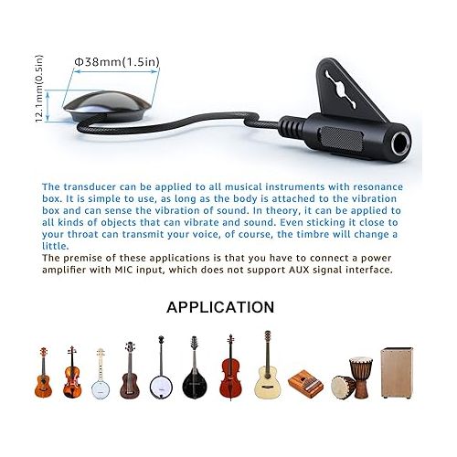  Contact Microphone Piezo Pickup Violin Microphone Pickup Cello Banjo Ukulele Mandolin Guitar Microphone Pickup Mic Acoustic Guitar Pickup