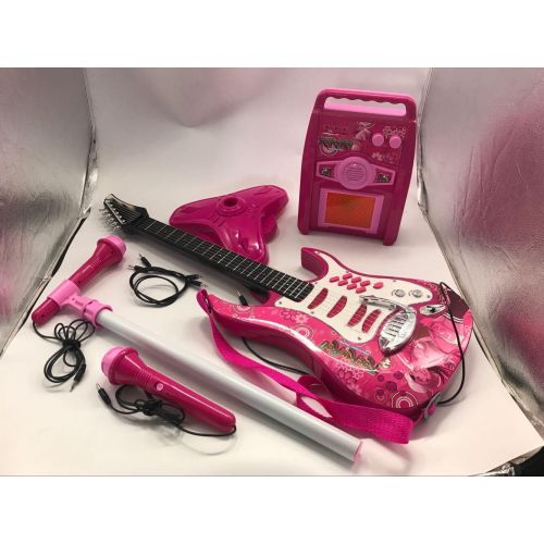  IMeshbean iMeshbean Electric Guitar Set MP3 Player Learning Toys Microphone, Pink