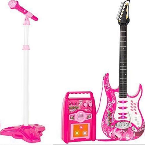  IMeshbean iMeshbean Electric Guitar Set MP3 Player Learning Toys Microphone, Pink