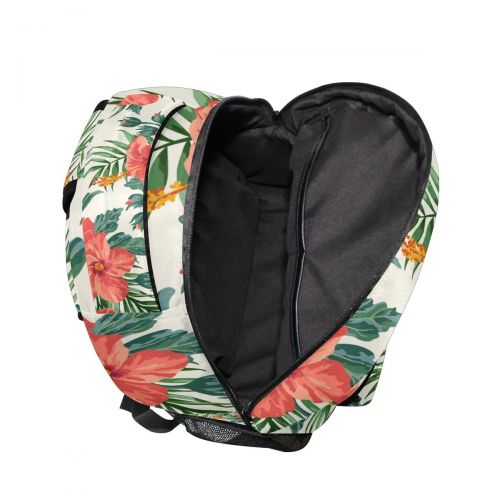  Imobaby IMOBABY Tropical Hawaiian Plumeria And Hibiscus Flowers School Backpack Book Bag Travel Daypack