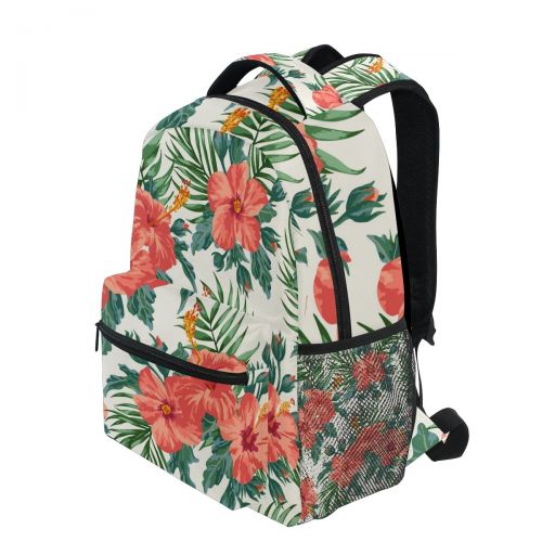  Imobaby IMOBABY Tropical Hawaiian Plumeria And Hibiscus Flowers School Backpack Book Bag Travel Daypack