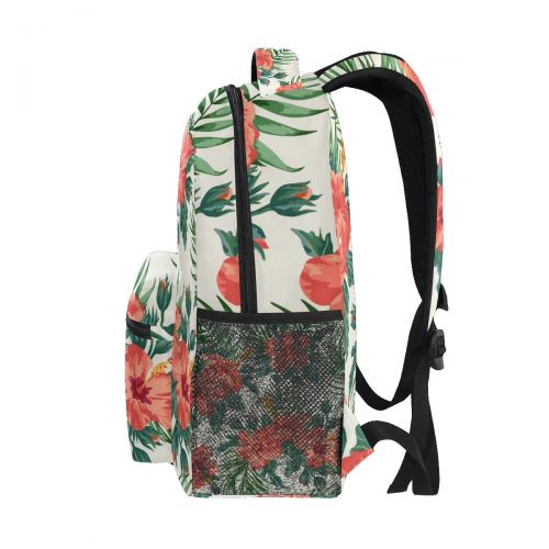  Imobaby IMOBABY Tropical Hawaiian Plumeria And Hibiscus Flowers School Backpack Book Bag Travel Daypack