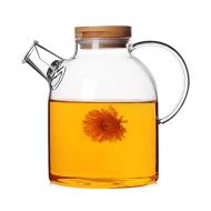 Imoocare 62 Oz Glass Teapot with Stainless Strainer Functional Borosilicate Glass Pitcher with Bamboo Lid